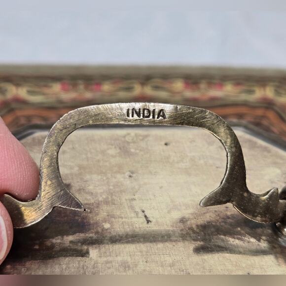 Vintage Hinged Brass Jewelry Trinket Tea Box Made in India - Picture 4 of 16